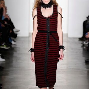Adam Selman black and red striped dress
